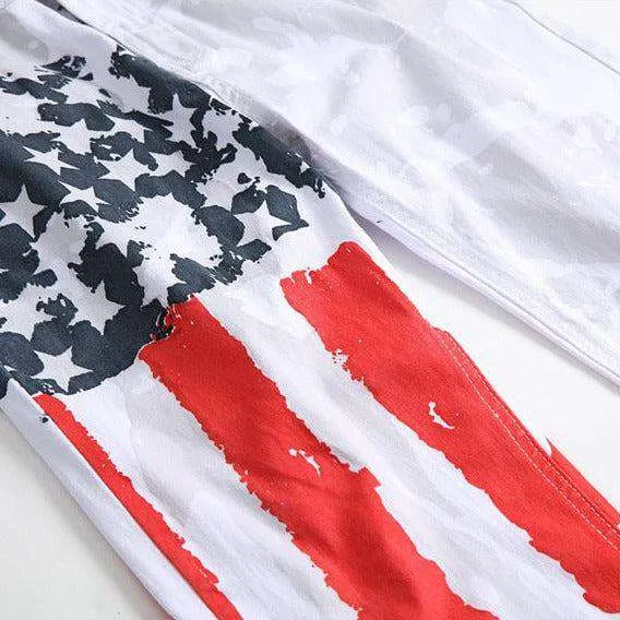 American flag white men jeans