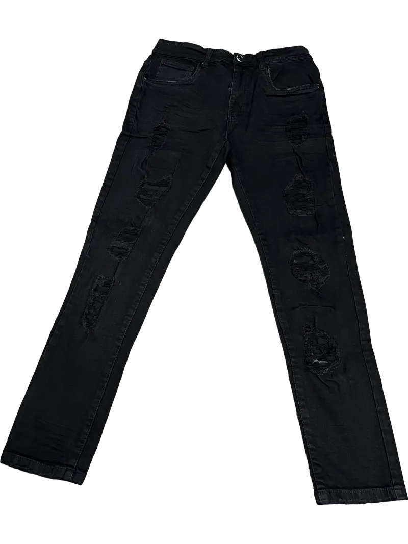 Arketype Black Jeans Men's Slim Fit Ripped Stretch Denim