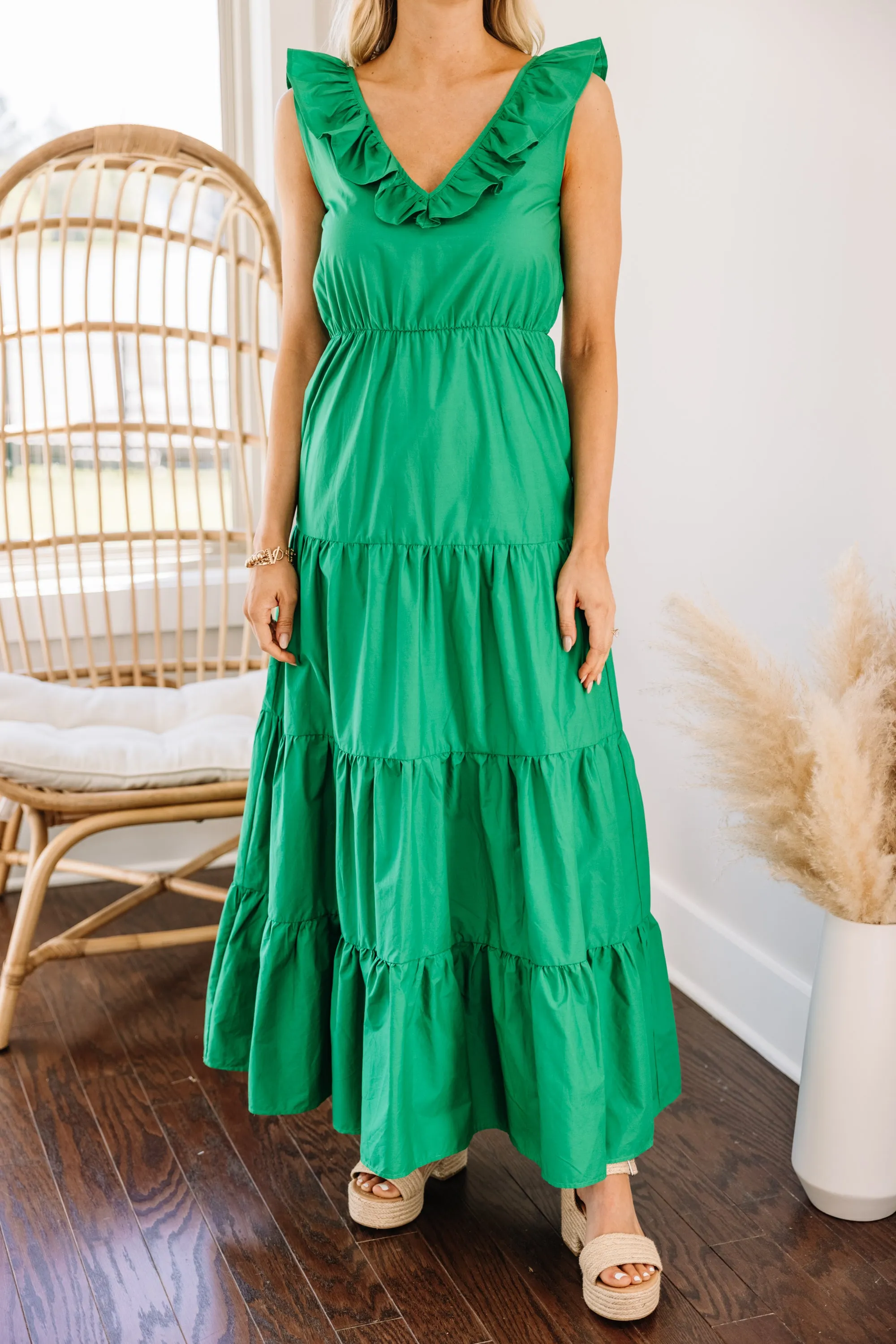 Around We Go Kelly Green Maxi Dress