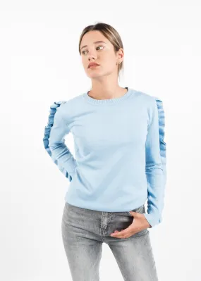 Baby Blue Sweater with Arm Length Ruffle detail by Linu