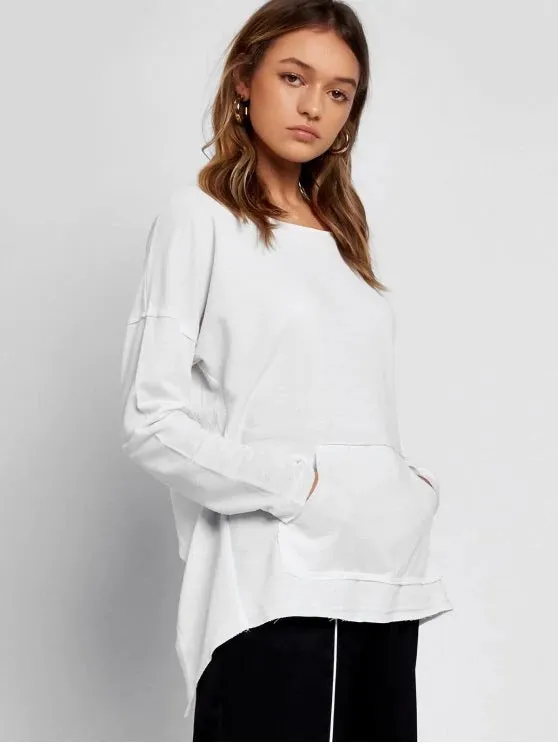 Backless Scoop White Long Lantern Sleeves Blouse