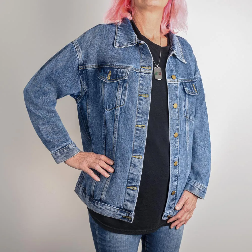 BE THE GOAT Trendy Boyfriend Cut Oversized Women's DTG Denim Jacket