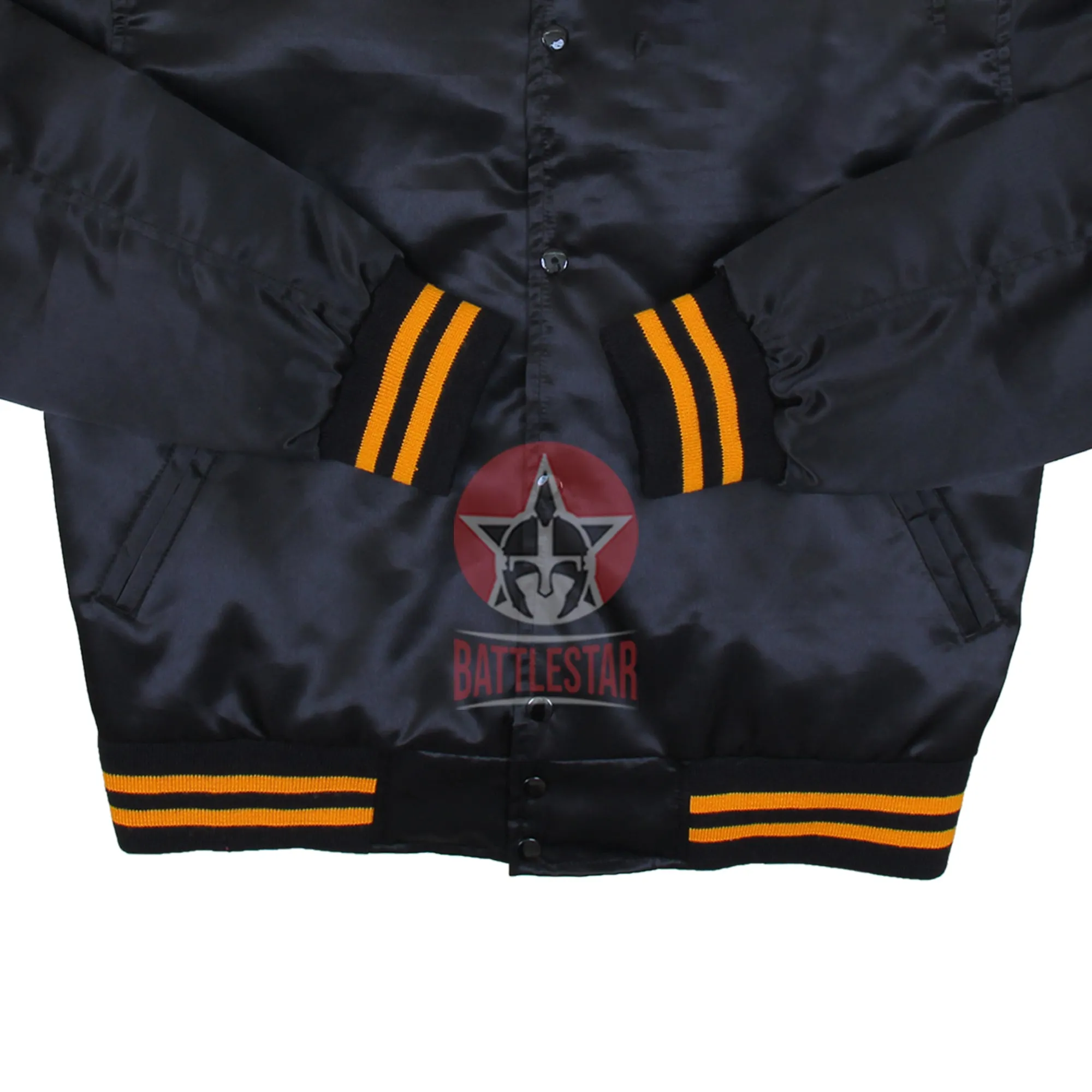 Black & Gold Satin Varsity Baseball Jacket