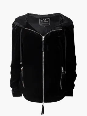 Black Velvet Hoodie With Silk Lining