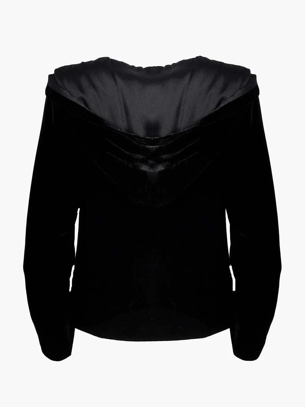 Black Velvet Hoodie With Silk Lining