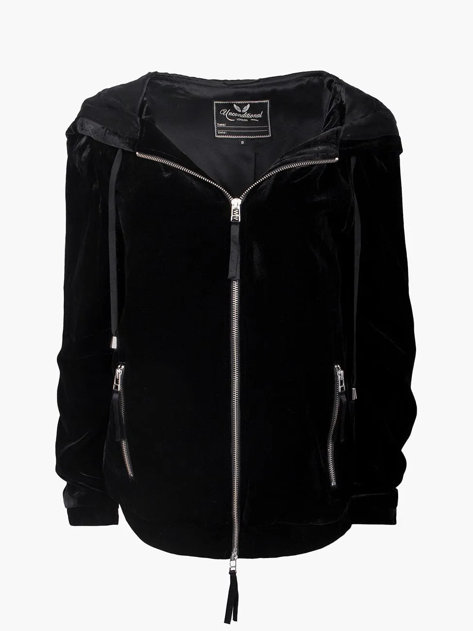 Black Velvet Hoodie With Silk Lining