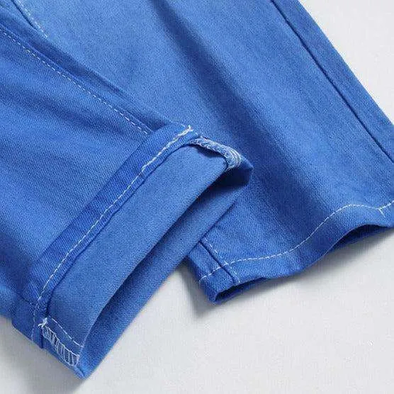 Blue contrast white men jeans