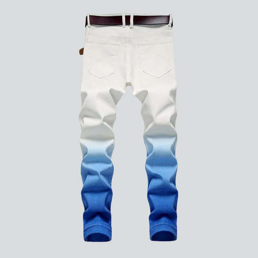 Blue contrast white men jeans