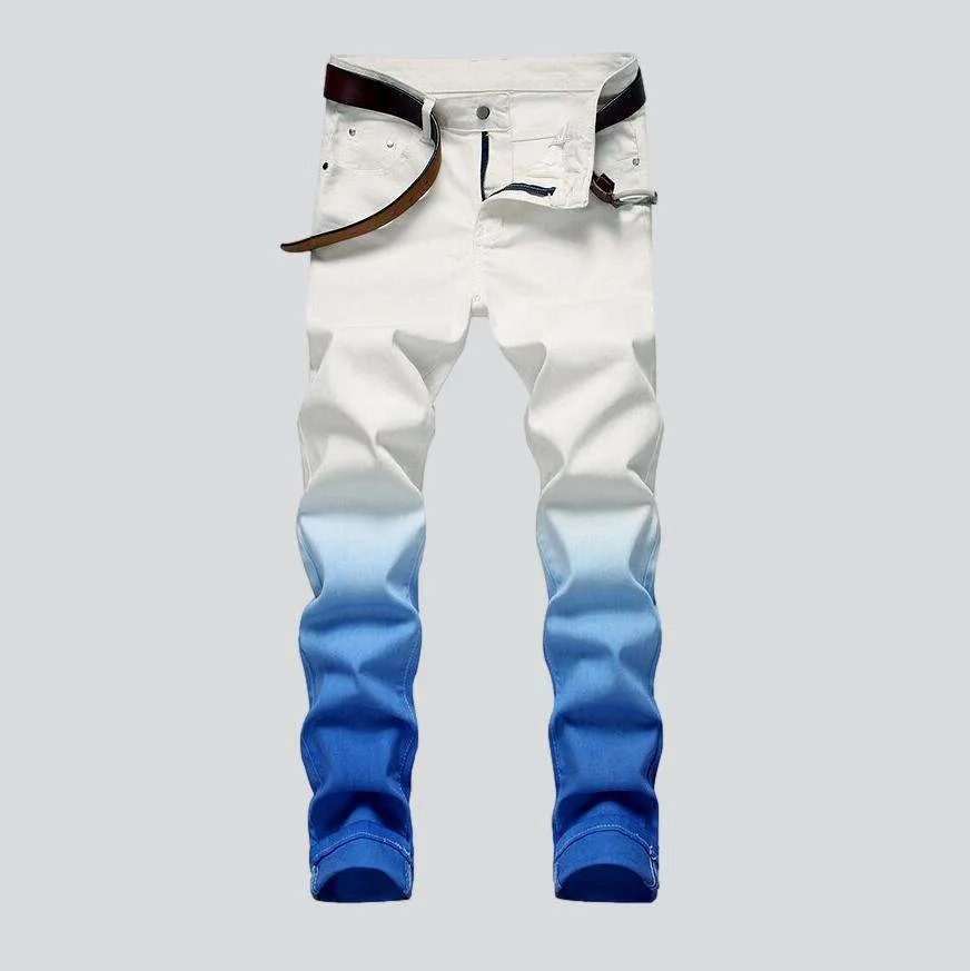 Blue contrast white men jeans