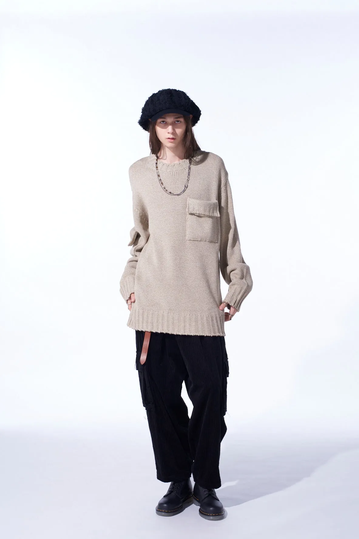 BULKY WOOL BIG POCKET PULLOVER