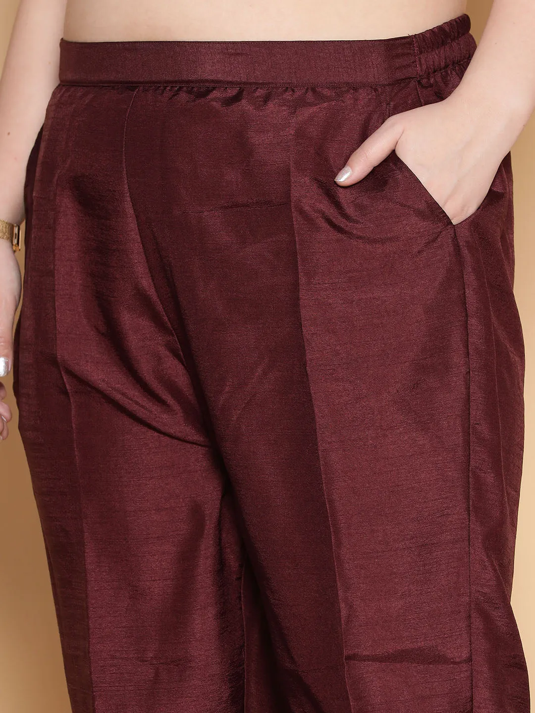 Burgundy Silk Pants