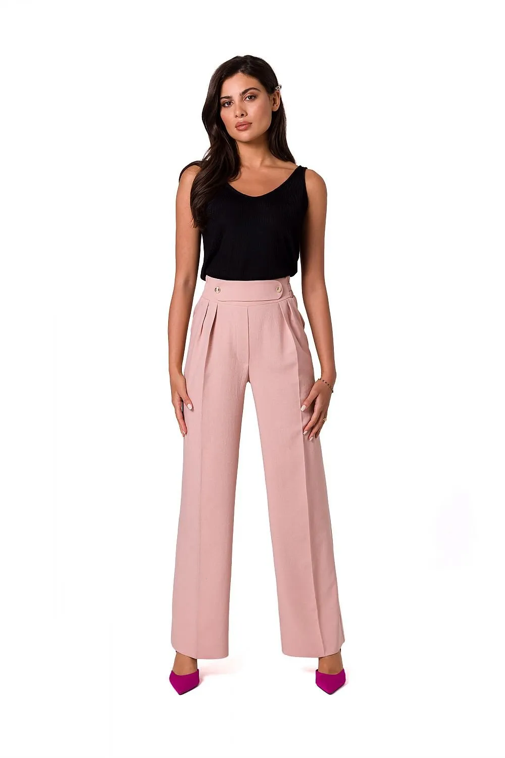 Chic Gold-Accented Lightweight Trousers for Effortless Style