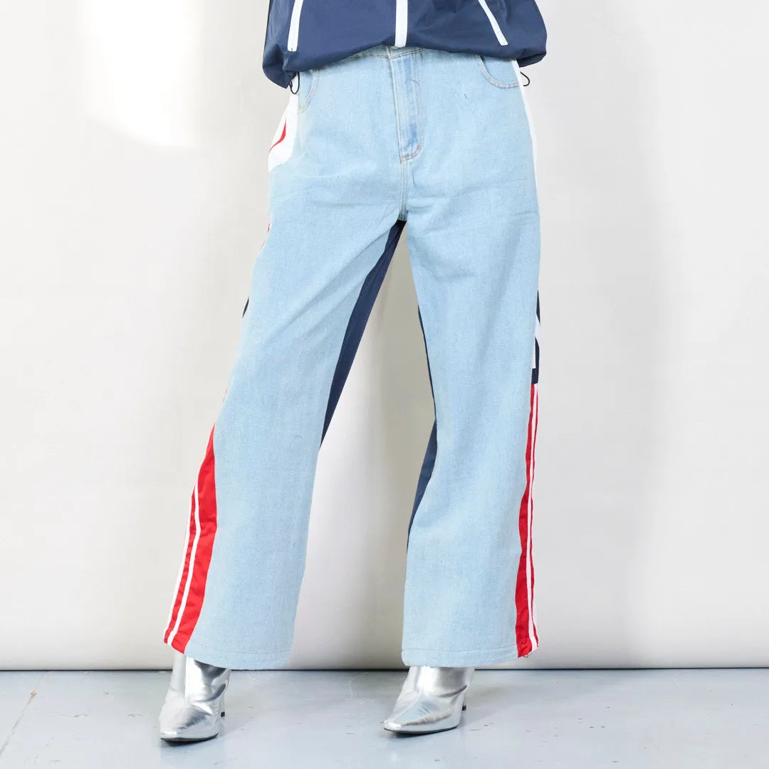 Color block sporty denim set wholesale