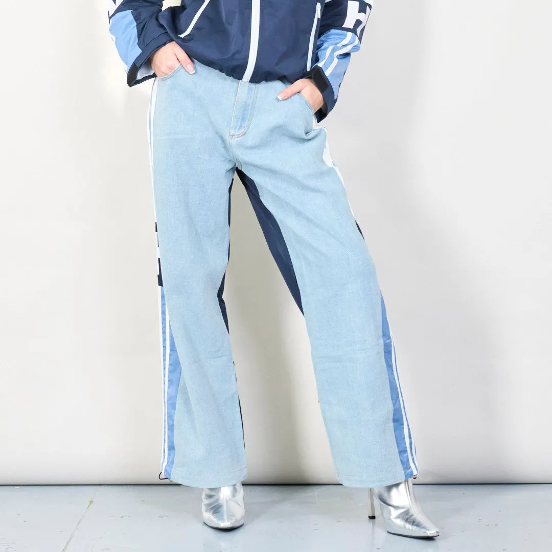 Color block sporty denim set wholesale