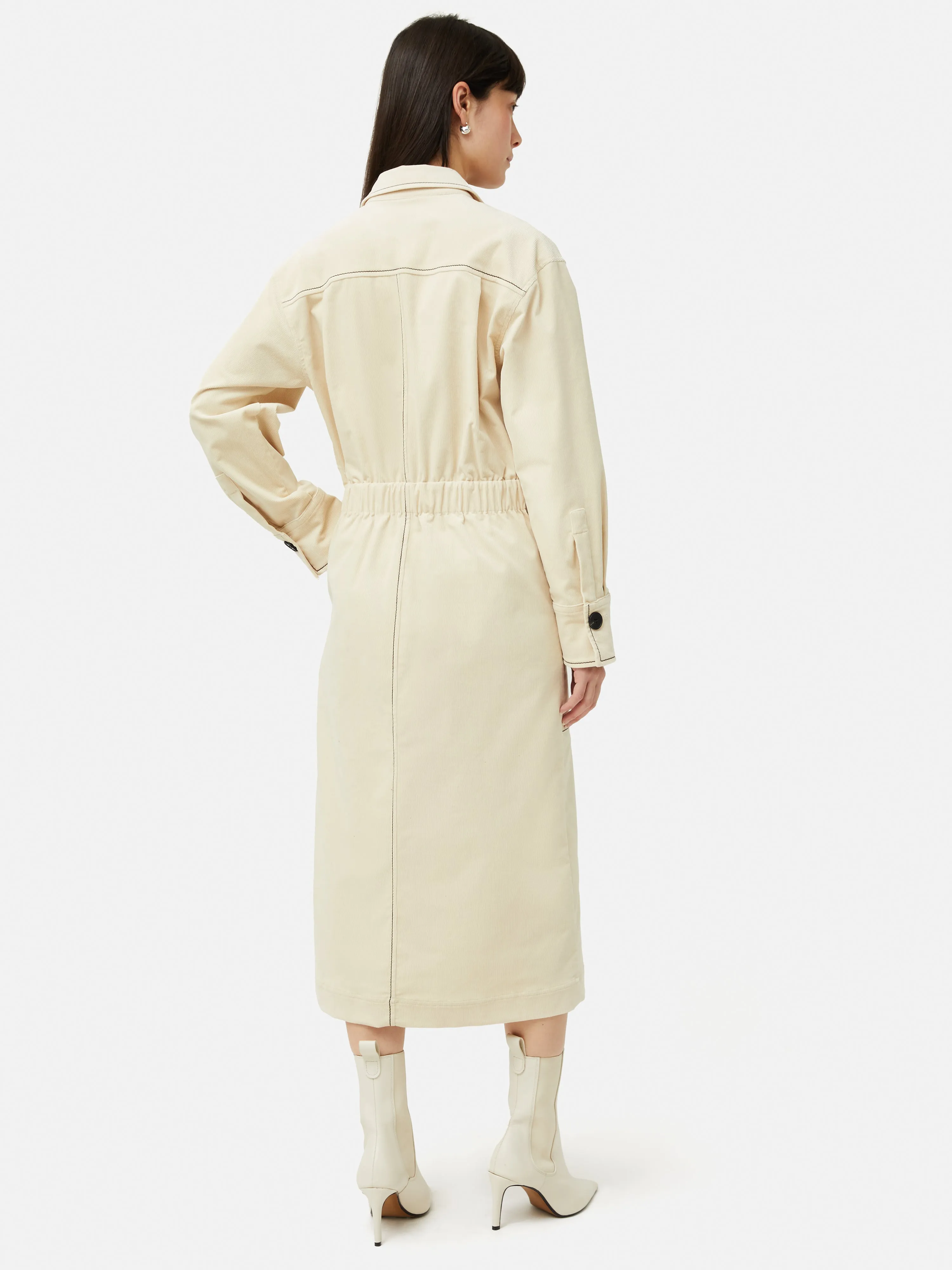 Cord Shirt Dress | Cream