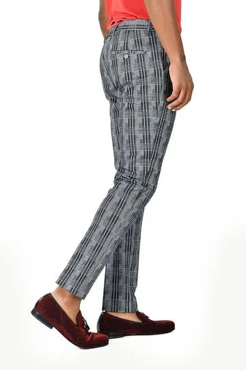 CP139 I BARABAS PLAID PANTS SLIM FIT I BLACK -GREY