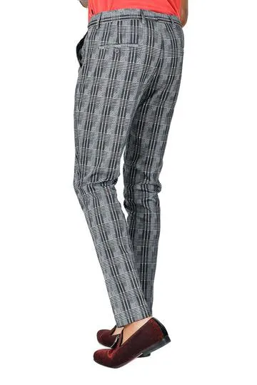 CP139 I BARABAS PLAID PANTS SLIM FIT I BLACK -GREY