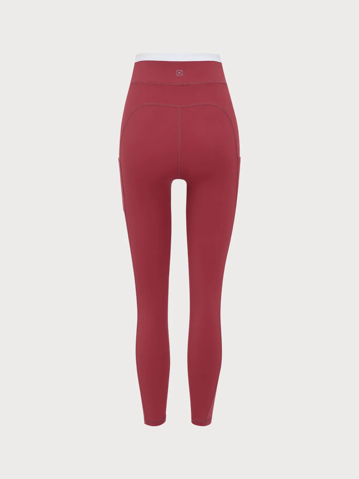 Dark Red Natural Waisted Leggings 25”