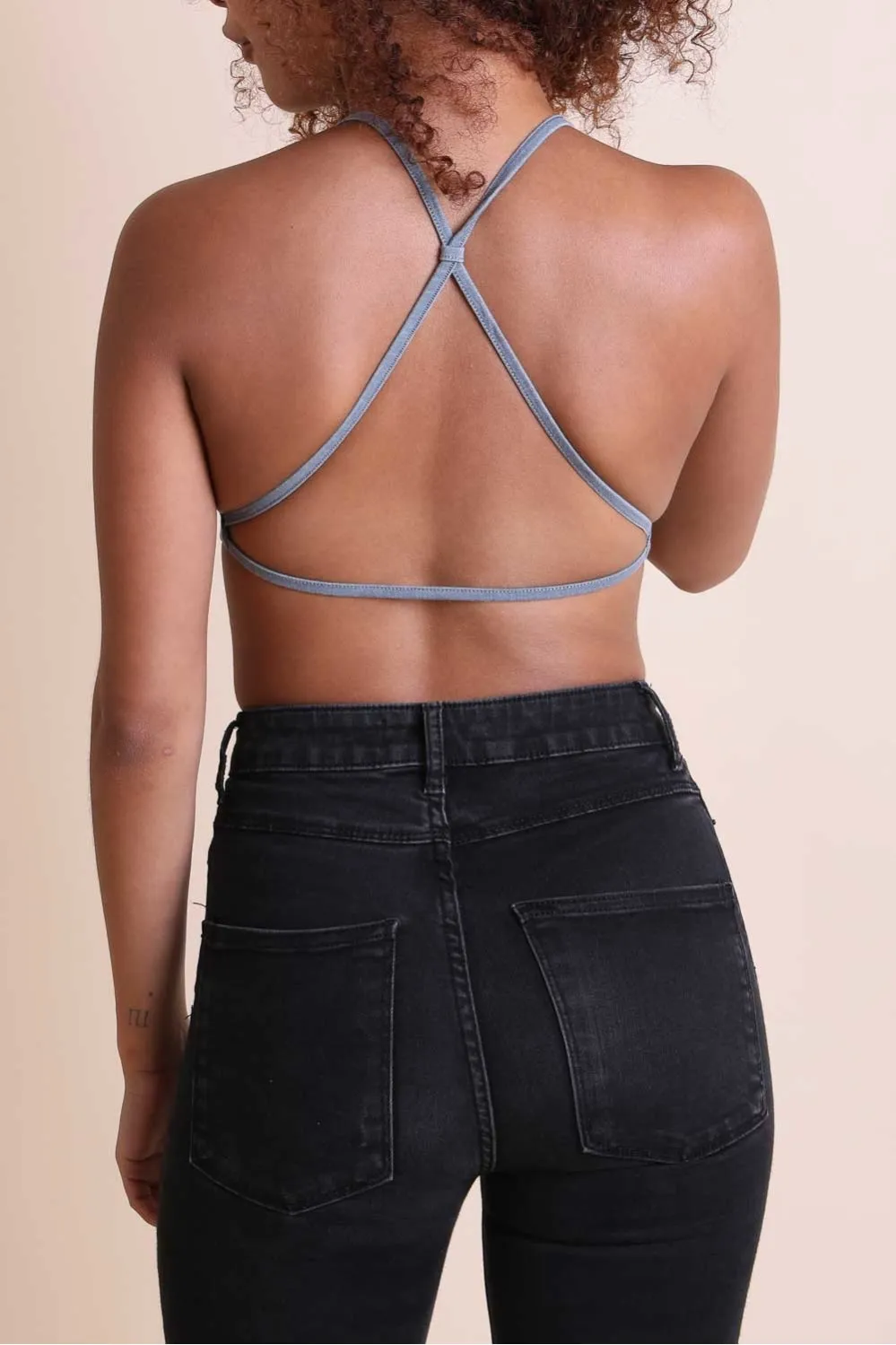 Denim Cross Back Bralette