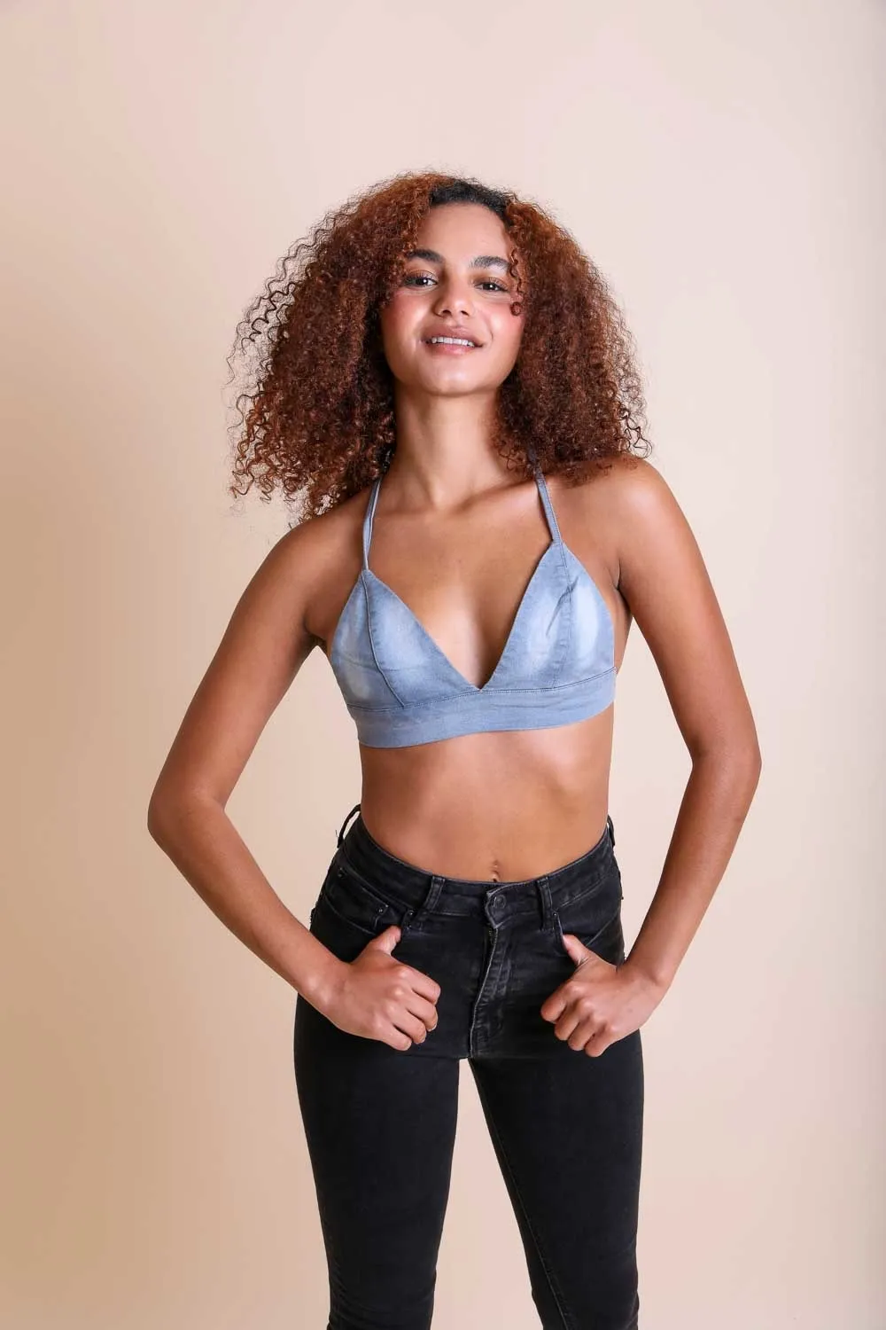 Denim Cross Back Bralette