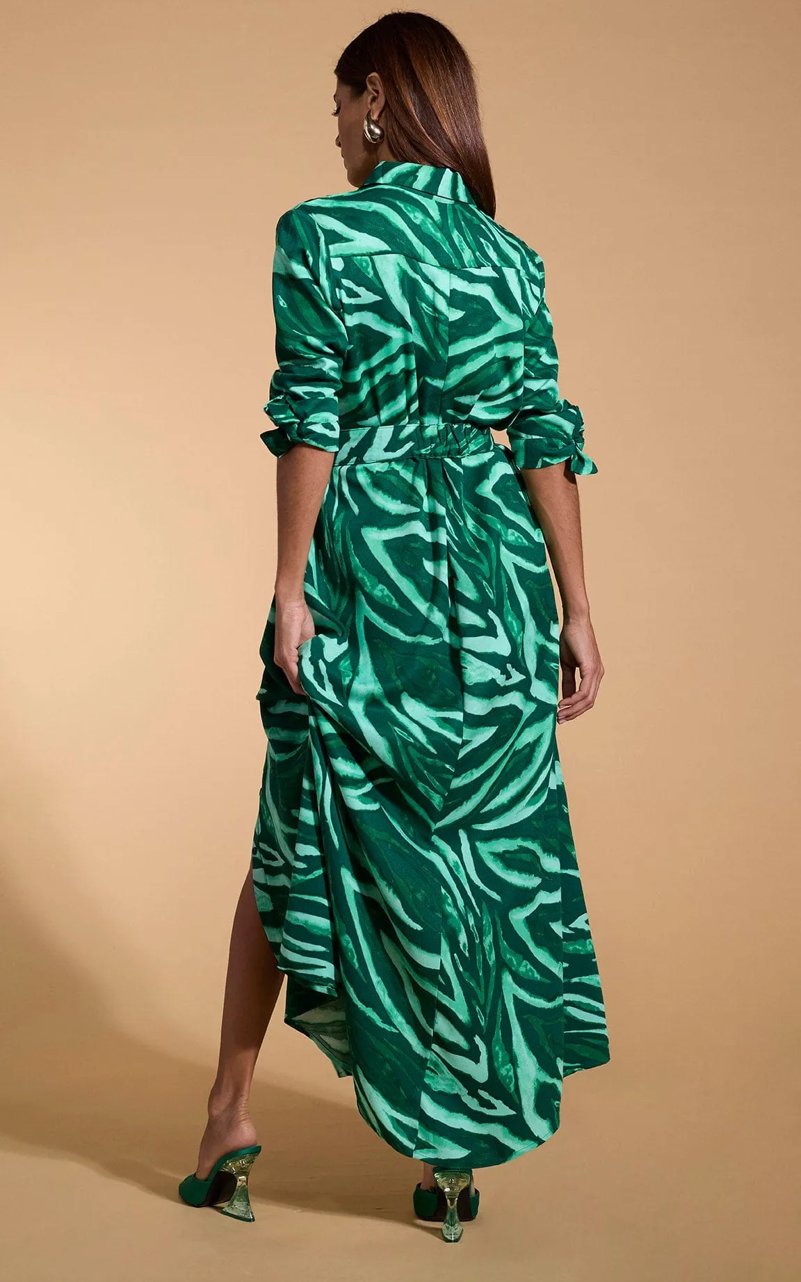 Dove Dress In Green Painted Zebra