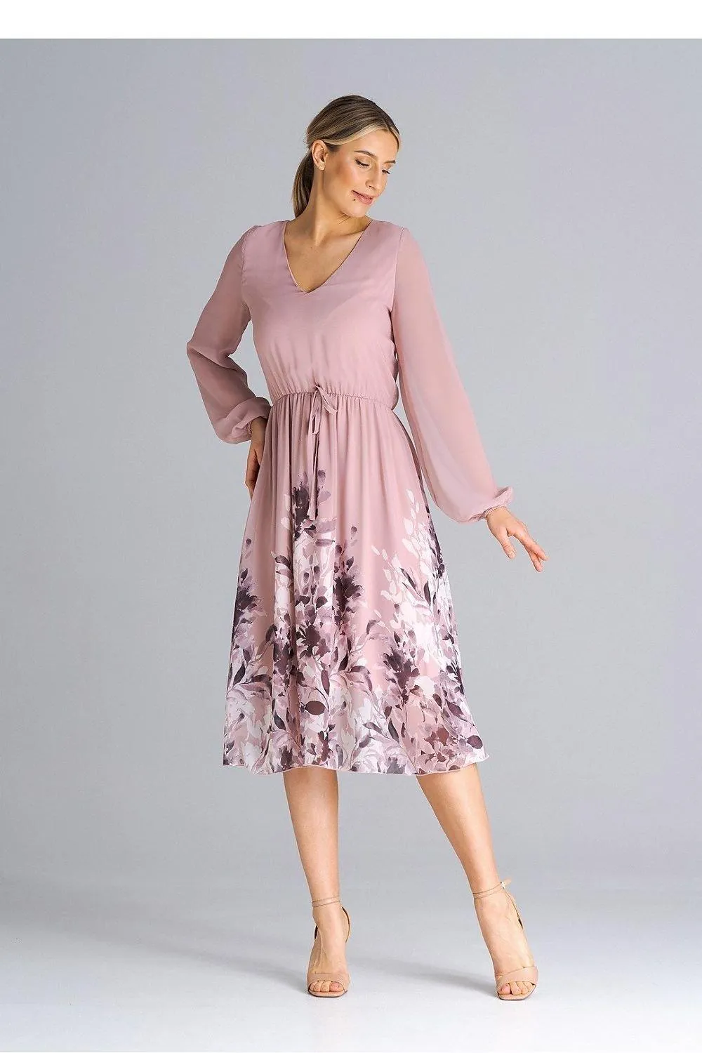 Elegant Flared Sleeve Midi Dress