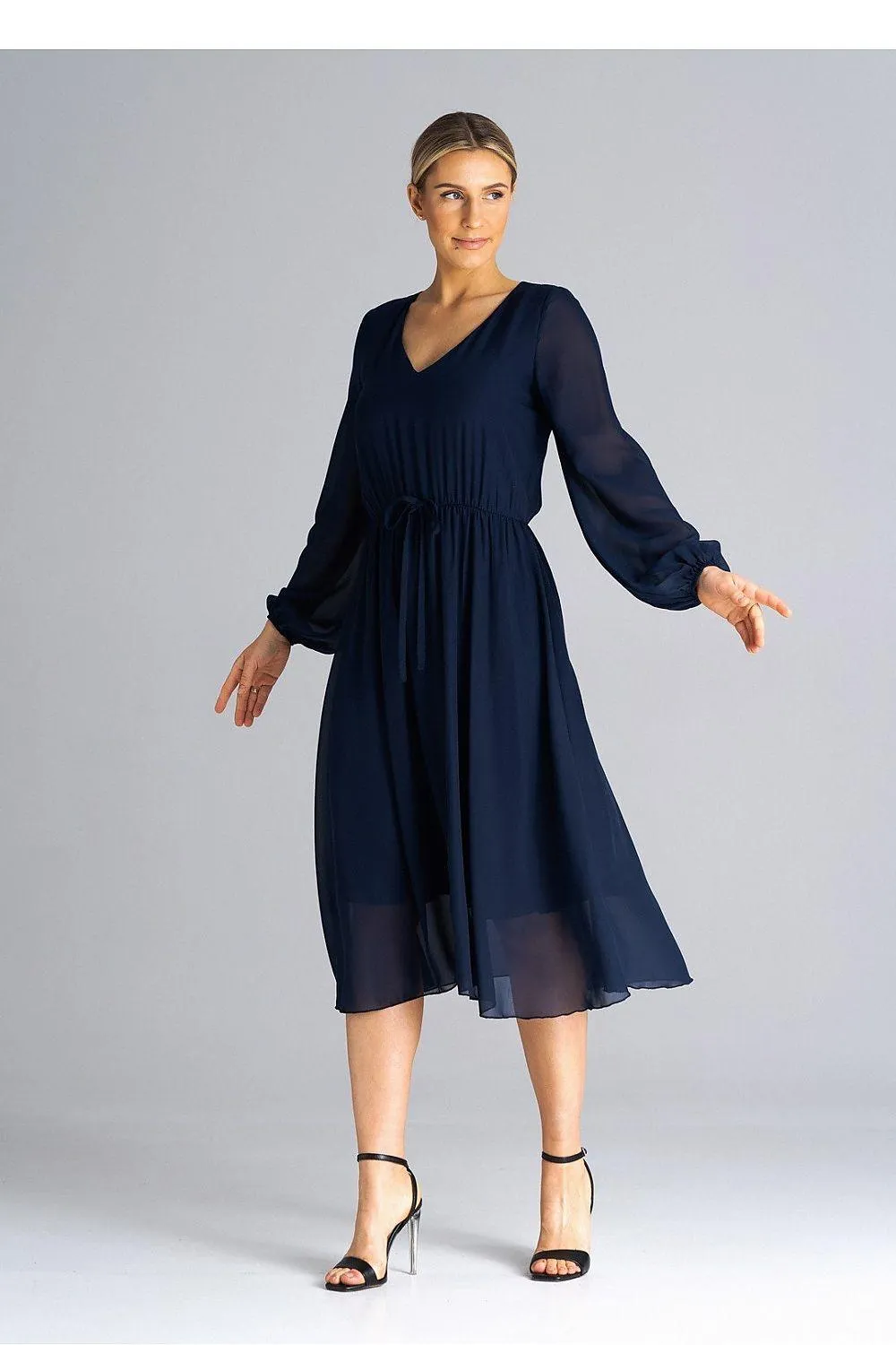 Elegant Flared Sleeve Midi Dress