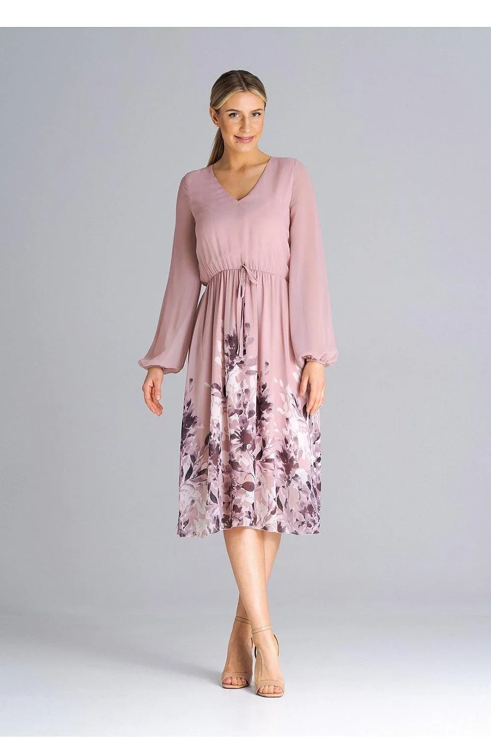 Elegant Flared Sleeve Midi Dress