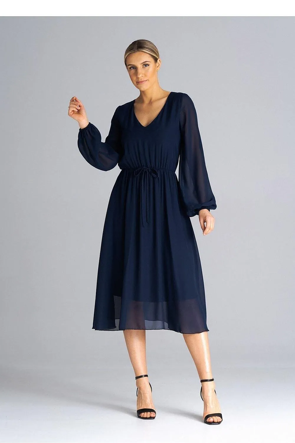 Elegant Flared Sleeve Midi Dress