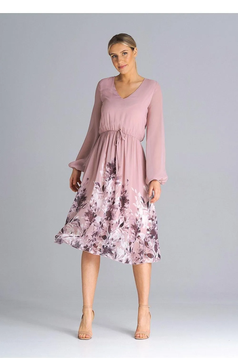 Elegant Flared Sleeve Midi Dress