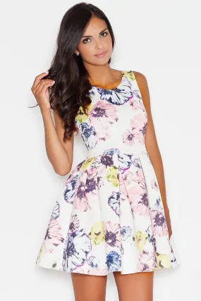 Elegant Floral Print Sleeveless Fit-and-Flare Dress - Chic Daytime Style