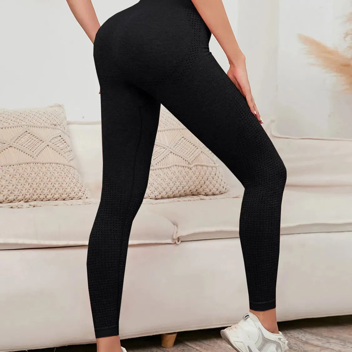 Elevate Your Workout with High Waist Push Up Seamless Leggings for Women - Elastic, Ankle-Length Fitness Pants Perfect for Yoga and Running!