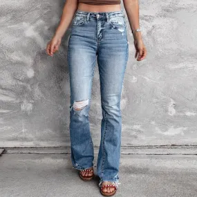 FashionSierra - Skinny Flared Jeans Women&#39;s Fashion Denim Pants Bootcut Bell Bottoms Stretch Trousers Women Jeans Woman Jeans High Waist Jeans