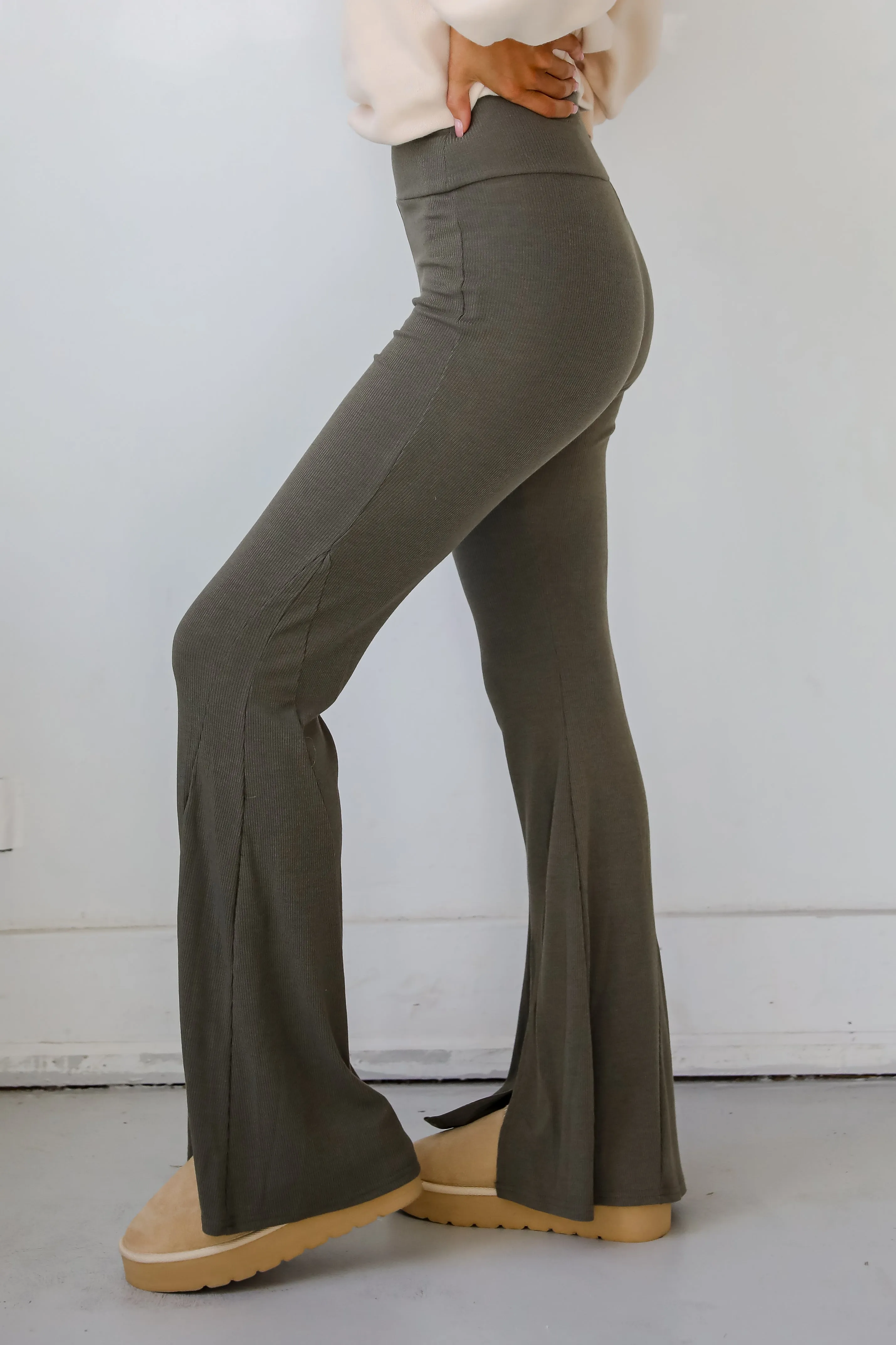 FINAL SALE - Lounge Look Ribbed Flare Pants - DOORBUSTER