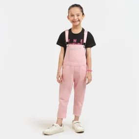 Girls Denim Over All Shine - Pink