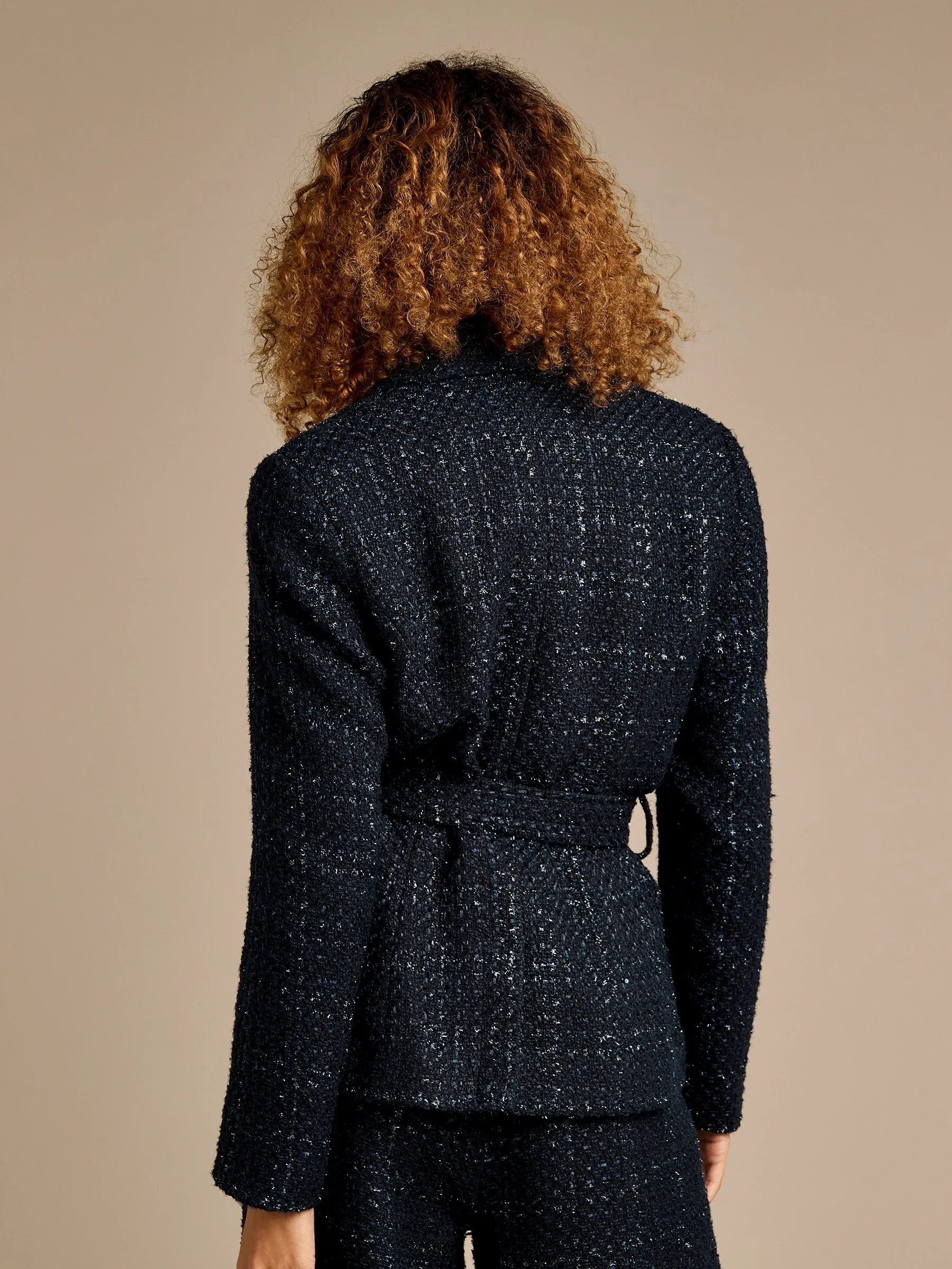 GWD Claire Boucle Navy Tie Jacket