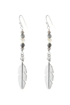 Hde3112 - Cast Feather Dangle Earrings