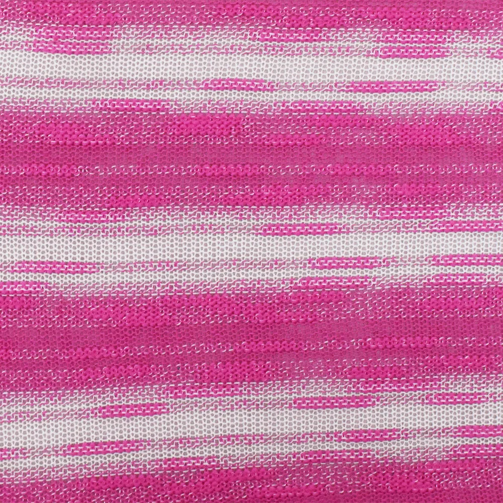 Hot Pink-White Slub Stripe Poly Rayon Jersey Knit Fabric