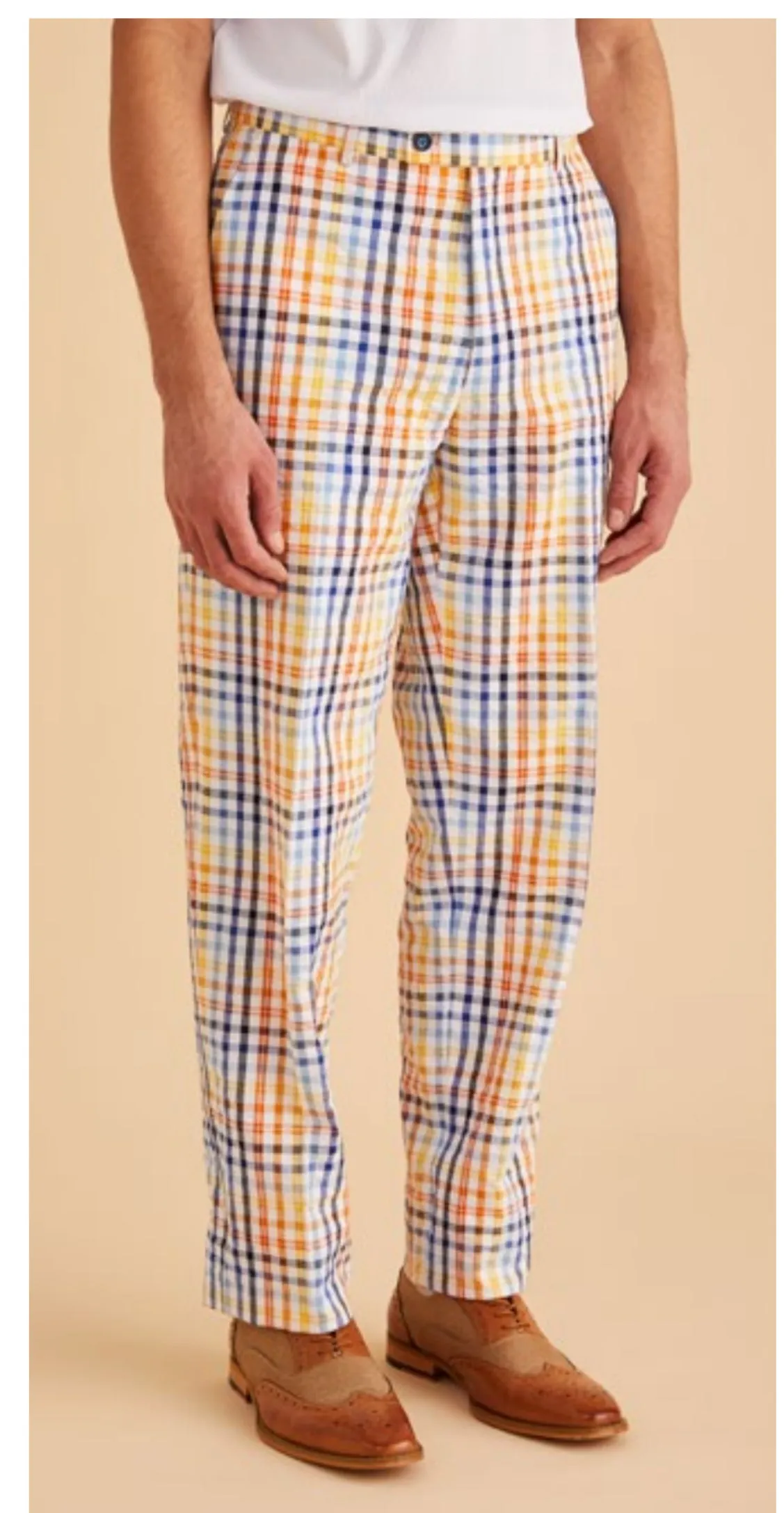 Inserch P271-56 Seersucker Check Pants Color White Multi