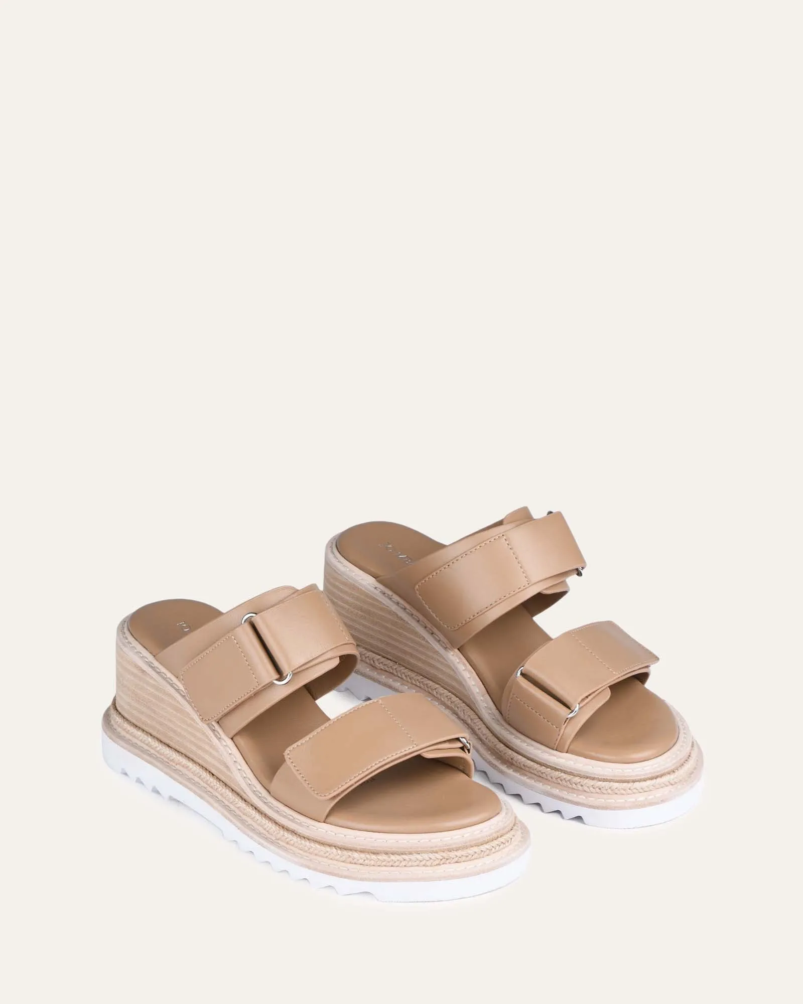 KELSEA MID HEEL WEDGE SANDALS LIGHT TAN LEATHER