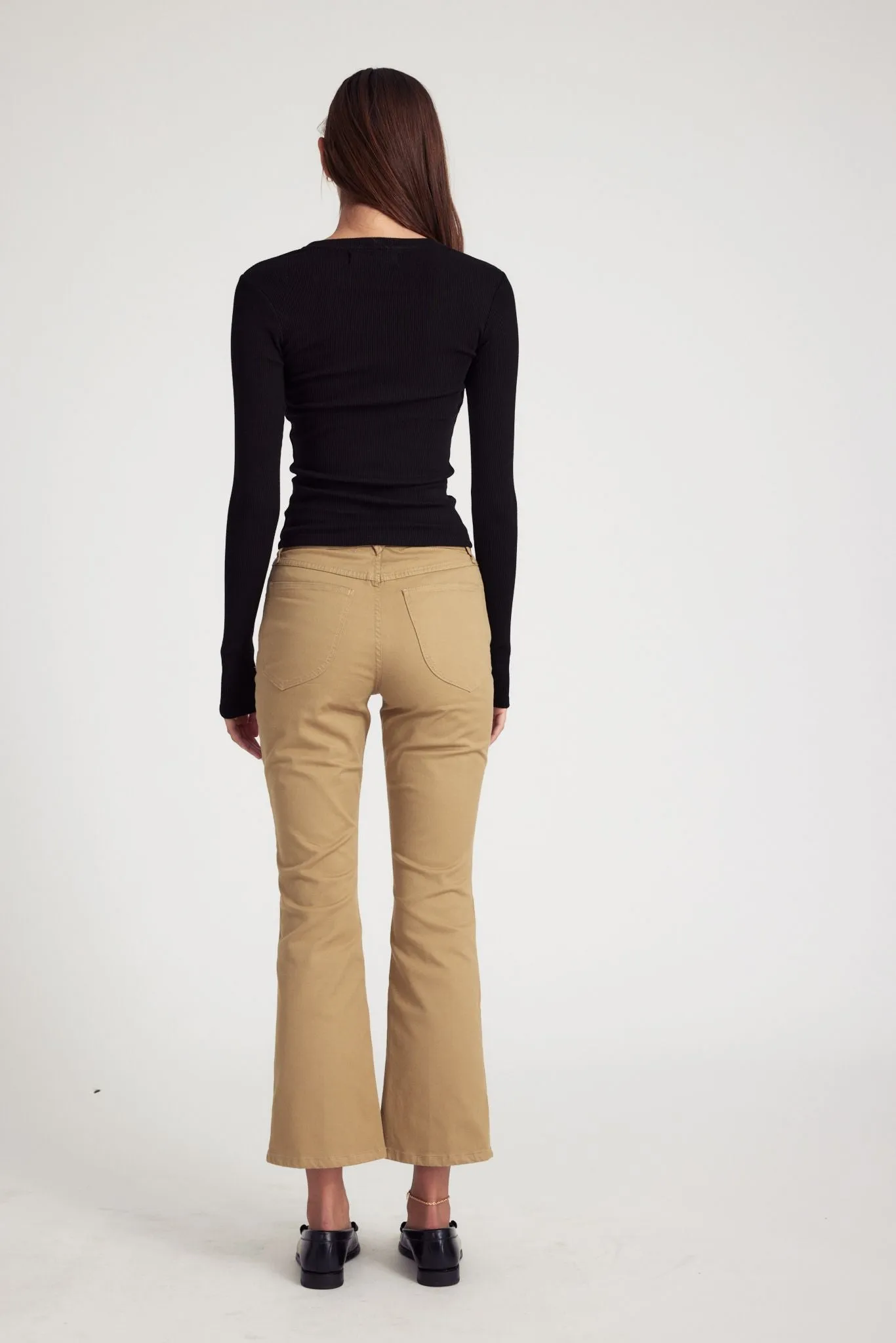 Khaki 5 Pocket Ankle Flare Pants