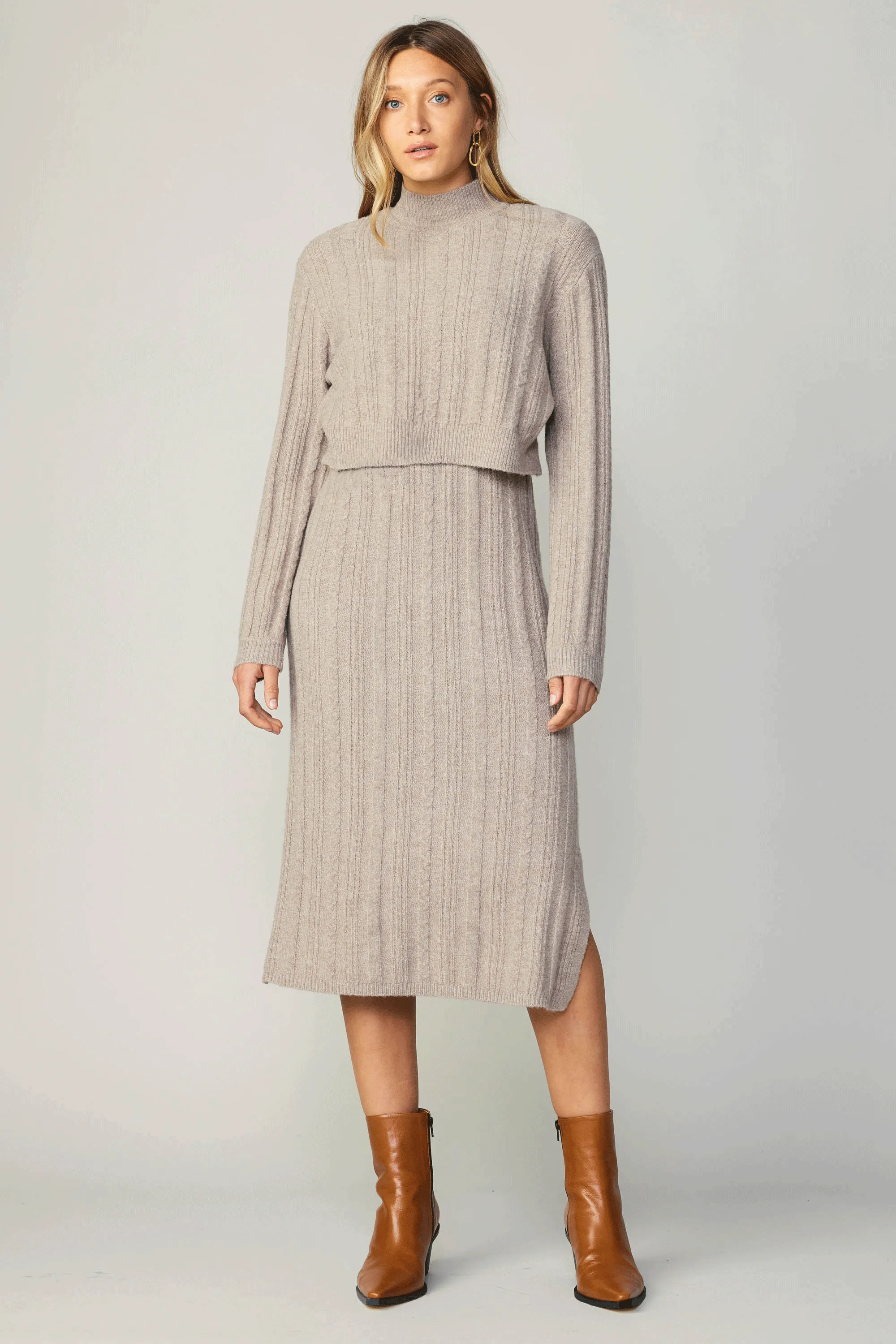 Layered Sweater Midi Dress