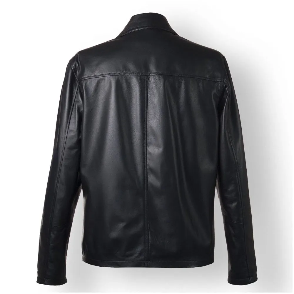 Leather Jackets Hub Mens Genuine Lambskin Leather Jacket (Black, Classic Jacket) - 1501814