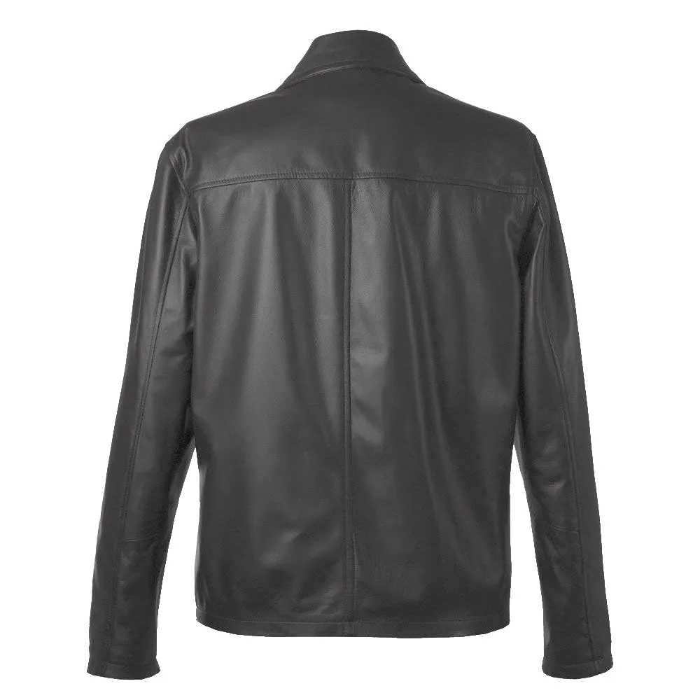 Leather Jackets Hub Mens Genuine Lambskin Leather Jacket (Black, Classic Jacket) - 1501814