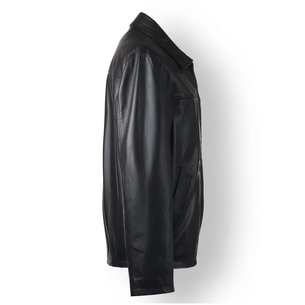 Leather Jackets Hub Mens Genuine Lambskin Leather Jacket (Black, Classic Jacket) - 1501814