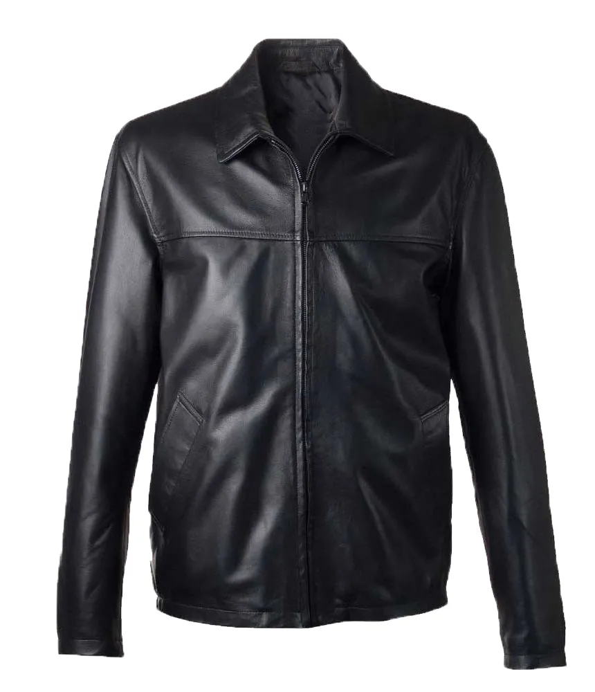 Leather Jackets Hub Mens Genuine Lambskin Leather Jacket (Black, Classic Jacket) - 1501814