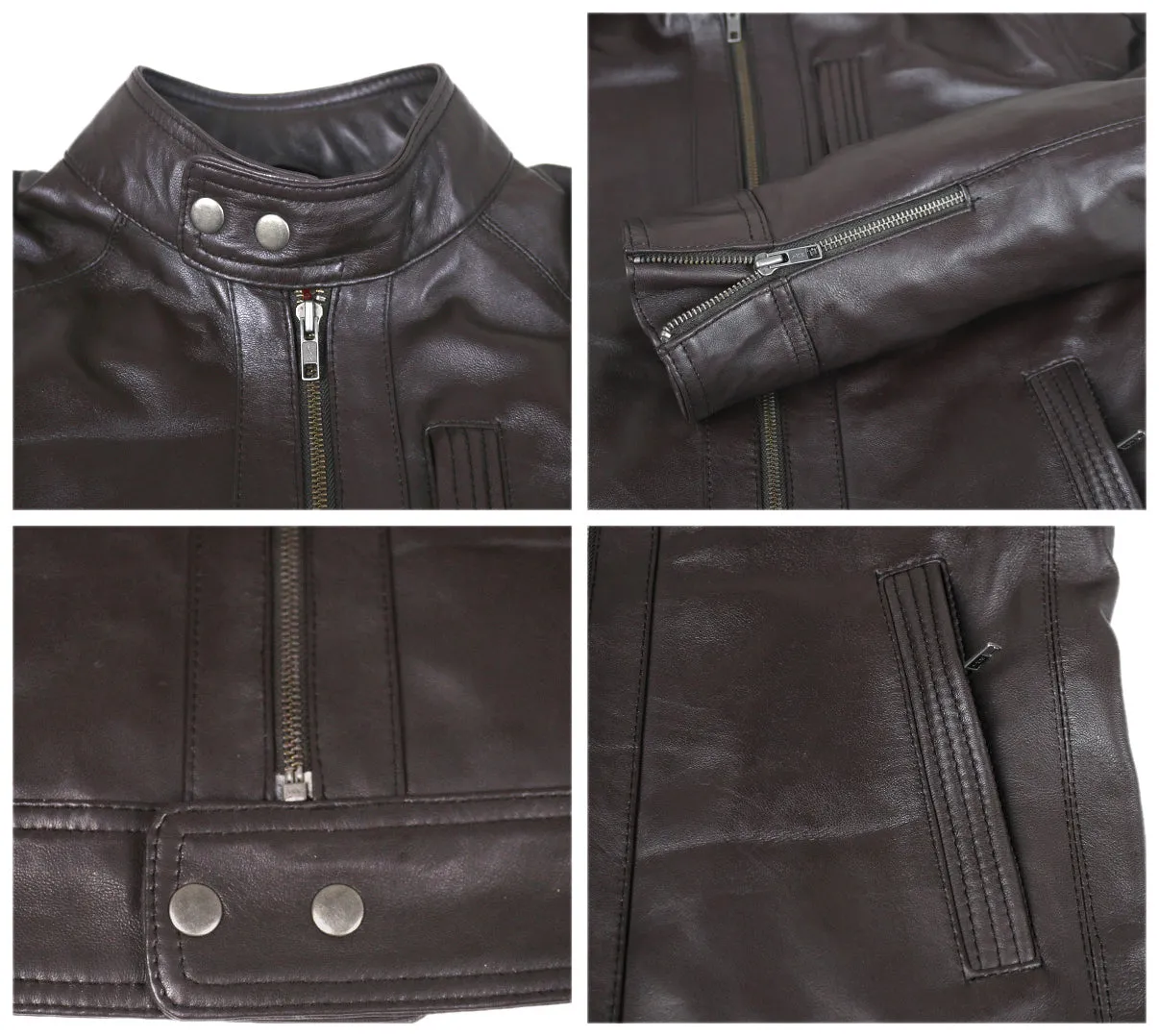 Leather Jackets Hub Mens Genuine Lambskin Leather Jacket (Black, Racer Jacket) - 1501187