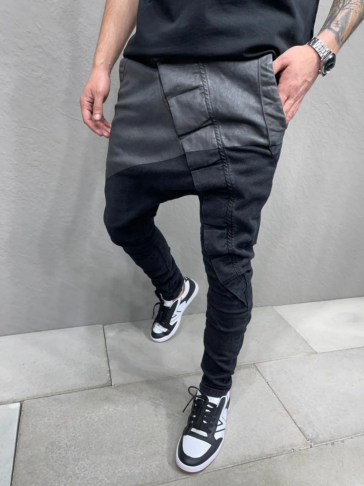 Mek Low Crotch Jeans - Black Gray Y12