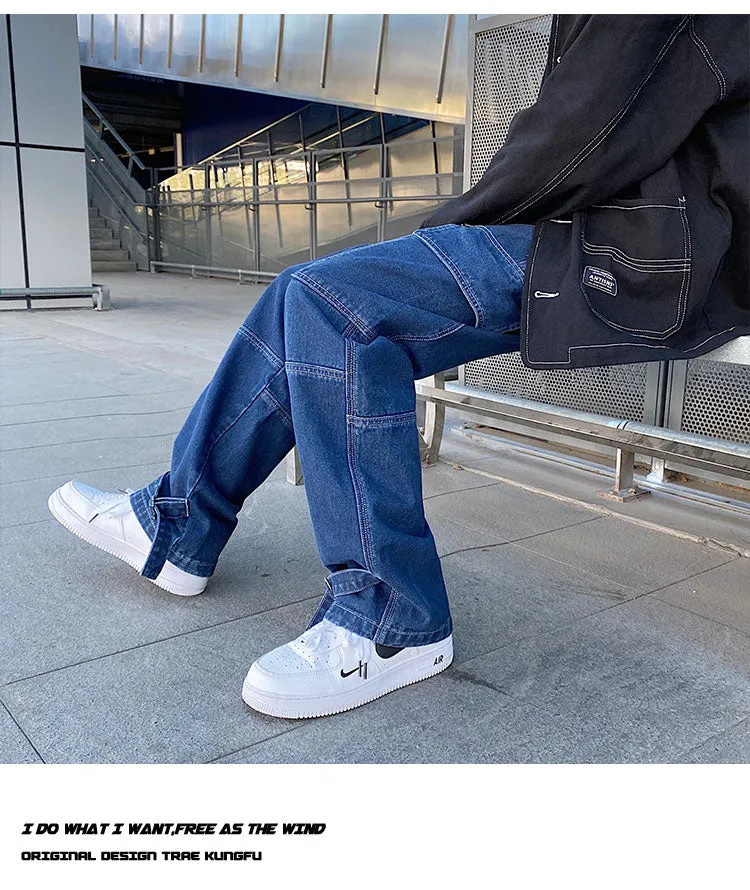 Men Jeans Wide Leg Denim Pant Loose Straight Baggy Men's Jeans Streetwear Skateboard Pants S-5XL Neutral Trousers Hip Hop Casual