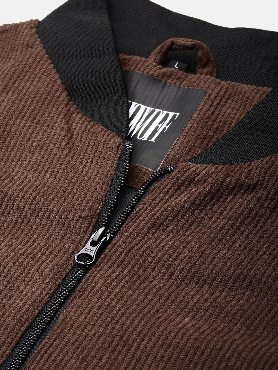 Men Solid Brown Bomber Jacket